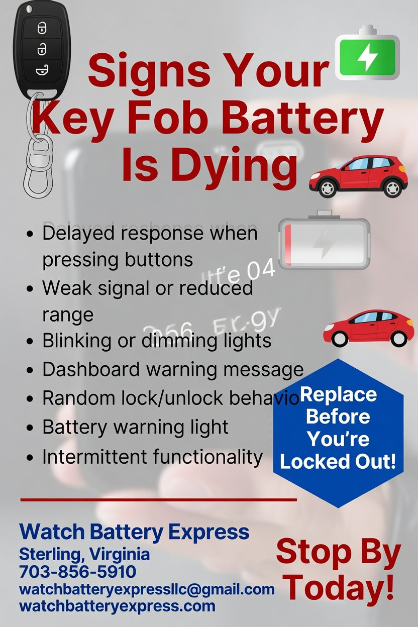 Top 5 Signs Your Key Fob Battery Is Dying at watchbatteryexpress.com